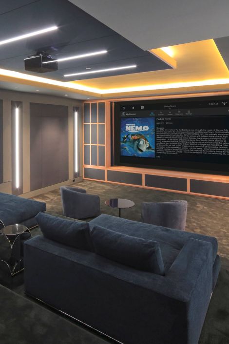 Home theater with finding nemo on the screen