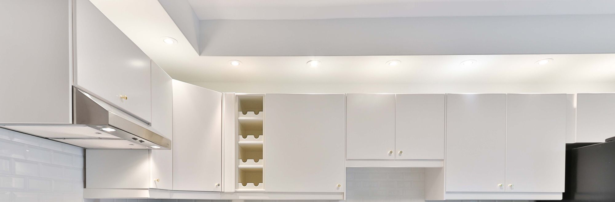 Downlights in a white kitchen